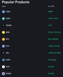 Podporované kryptoměny na Binance pro staking