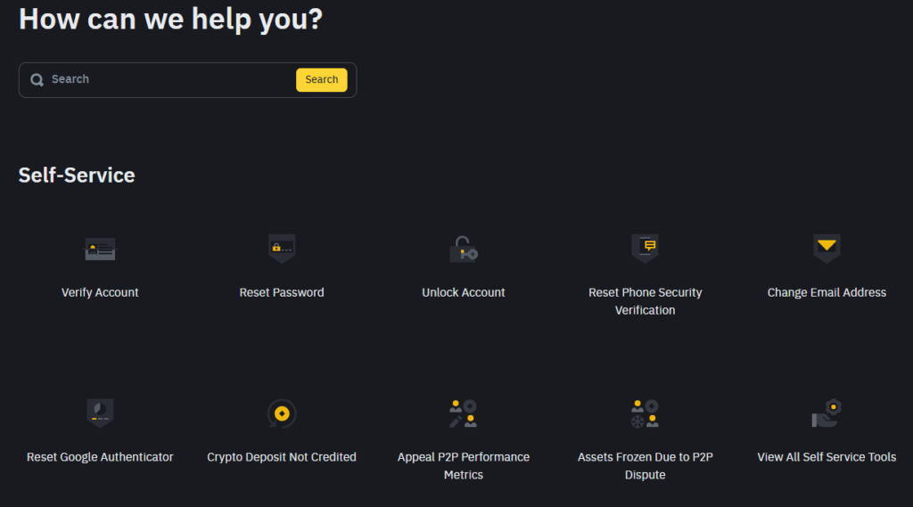 Zákaznická podpora na Binance