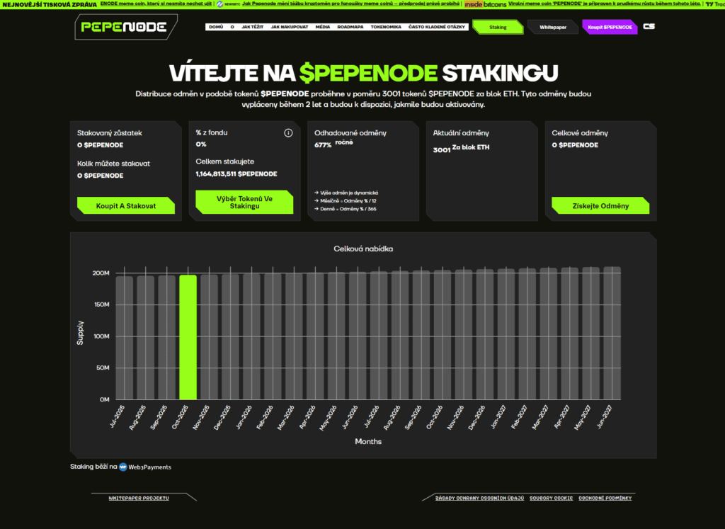 Pepenode staking jako alternativa k těžení kryptoměn